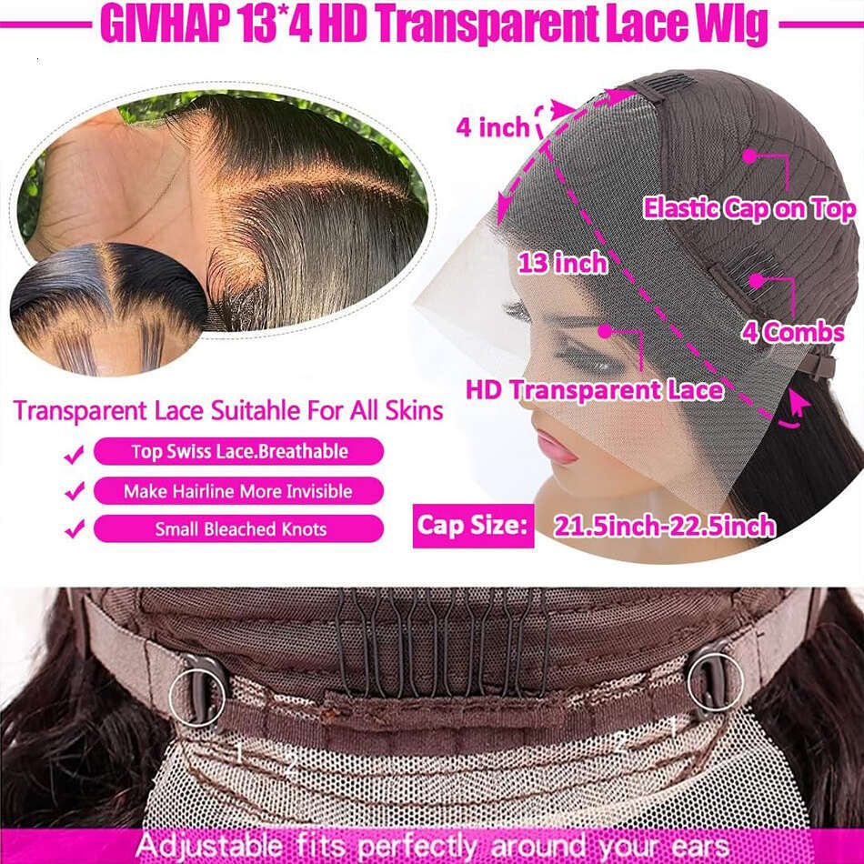 Water Wave Front 13x4 Transparent Curly Lace Frontal Wigs For Black Women Pre Plucked With Baby Hair 180% Wet And Wavy