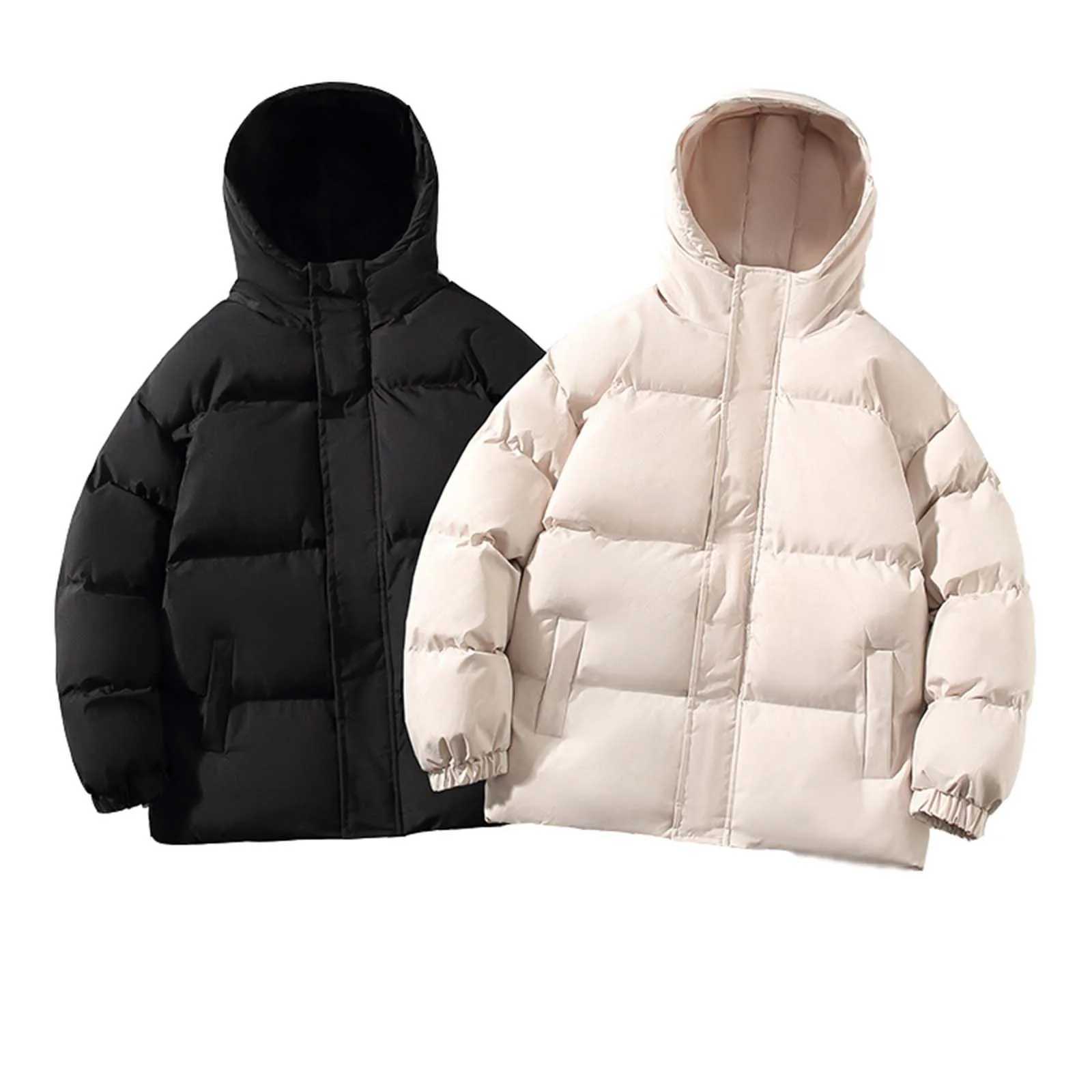 Winter MenS Pure Color Loose Jacket Youth Leisure Thickened Warm Fashion Jacket Men Windbreak Thick Warm Fleece Jacket LX241018