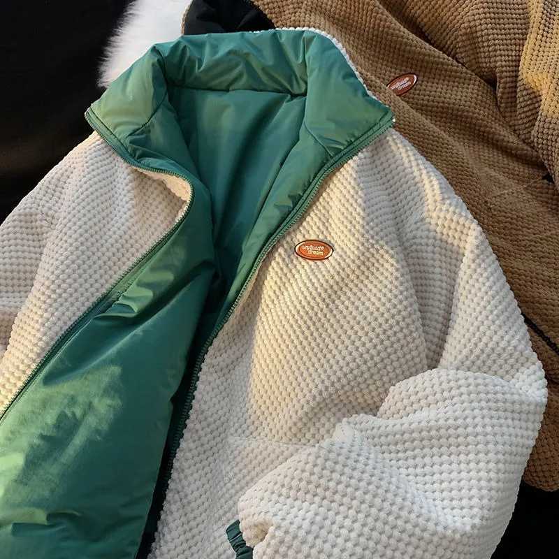 2023 New Men Down Cotton Coat Winter Jacket Short Reversible Loose Parkas Thicken Warm Outwear Leisure Fashion Overcoat LX241018