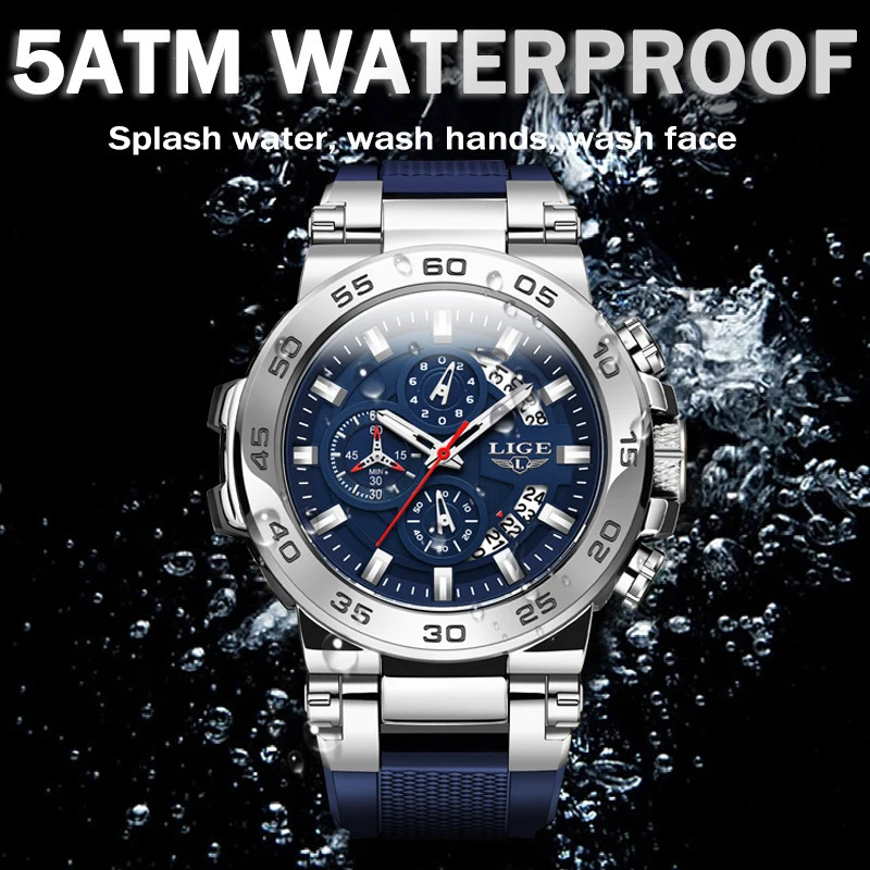 LIGE y Mens Watch Fashion Military Quartz Sports Waterproof Luminous Reloj Hombre 241009