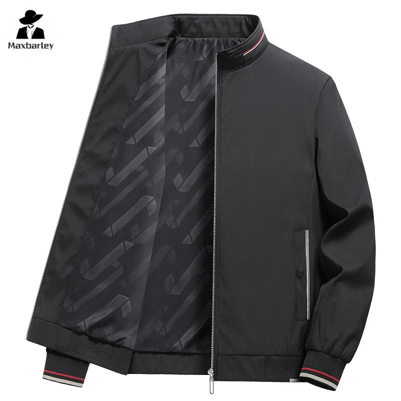 Autumn Jacket Mens Business Casual Stand Collar Windproof Korean Style Slimfit Middleaged Baseball Suit Coat 241018