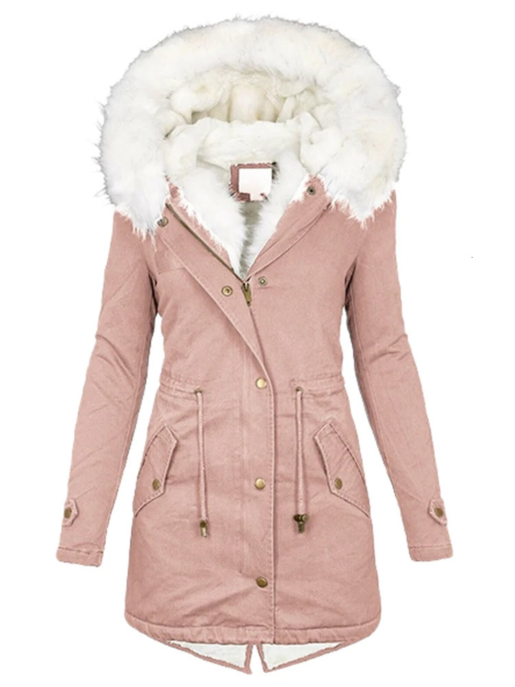 Women Jacket Parka Long Parkas Female Cotton Hooded Overcoat Loose Coat Thick Warm Windproof Casual Autumn Winter Plus size 241018