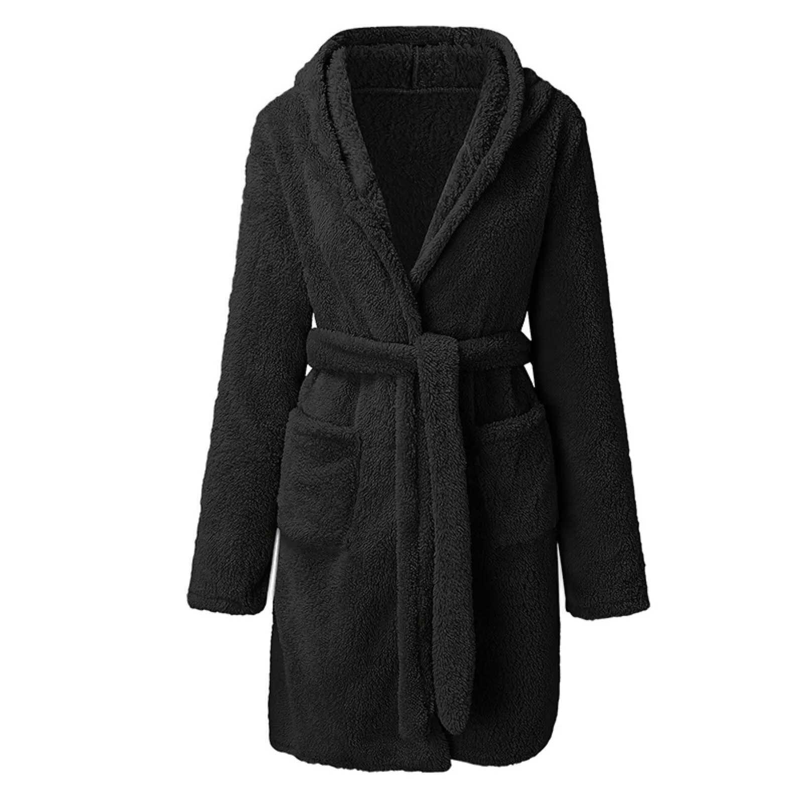 Men Bath Robe Autumn Winter Fluffy Plush Pyjamas Mens Warm Sleepwear Solid Color Gown Warm Bathrobe Male Home ClothingXJ241018