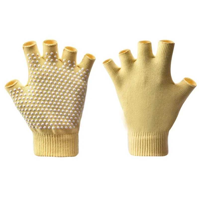 Womens Half Finger Gloves Warm and Anti slip Yoga Gloves Pilates Indoor Dance Fitness Training Open Finger Yoga Auxiliary GlovesW241018