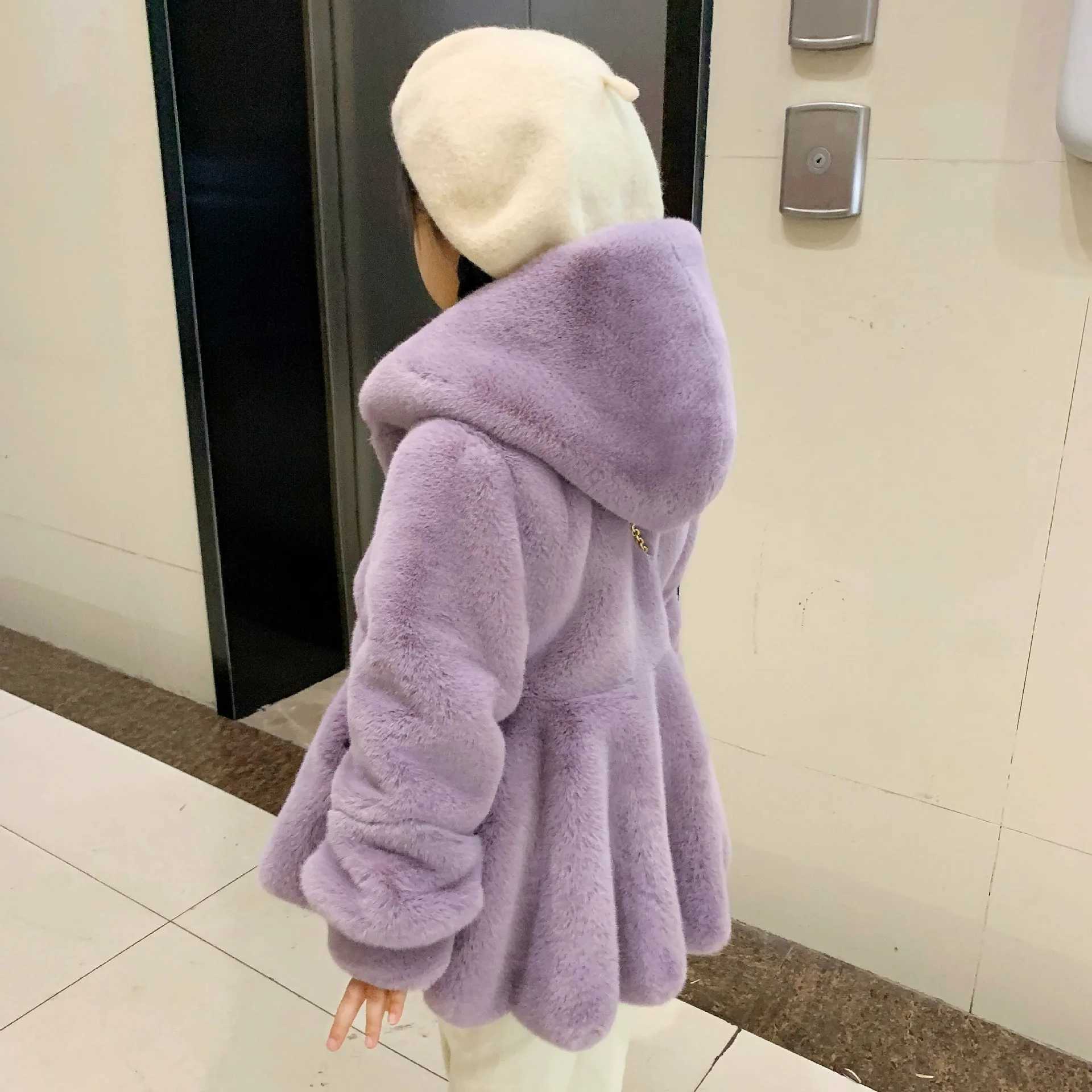 autumn and winter new baby thick otter rabbit hair fashionable girl warm fur coat childrens clothing M241018