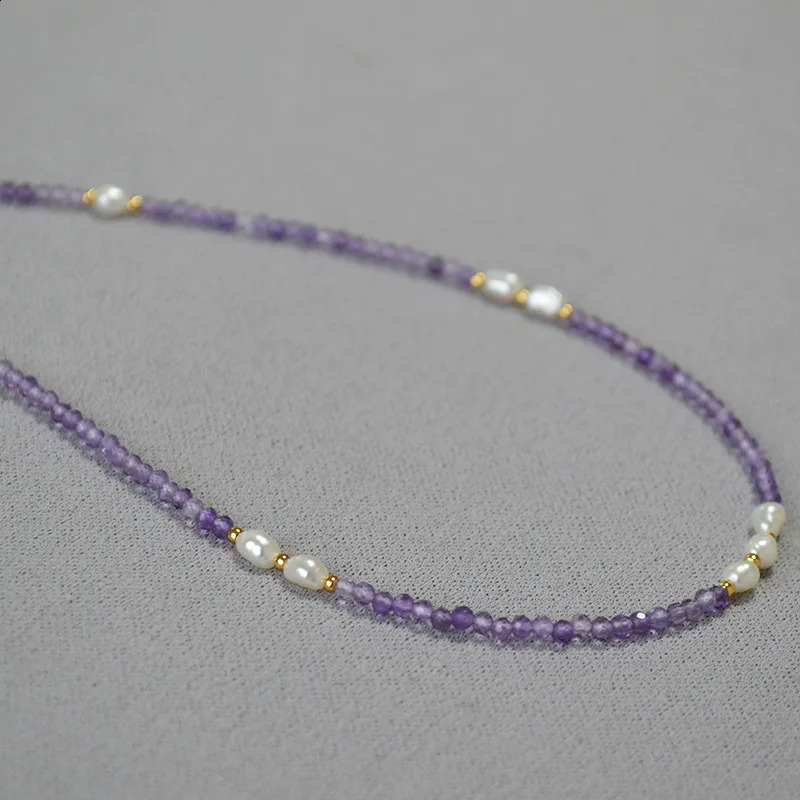 18K brass natural pearl crystal necklace for womens jewelry punk runway rare dress bohemian Japan Korea 241017