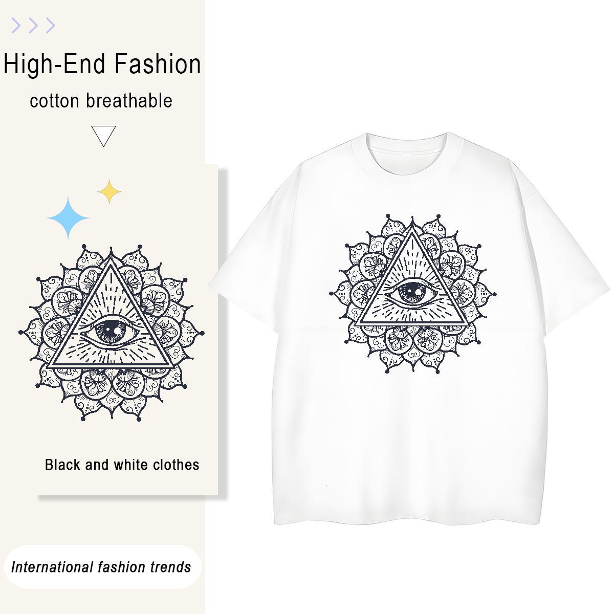 Casual New T-Shirts for Women 100% Cotton 230g Crew Neck Summer Casual eye of the devil Tshirt for Man Woman Female Anime Print Top Tees