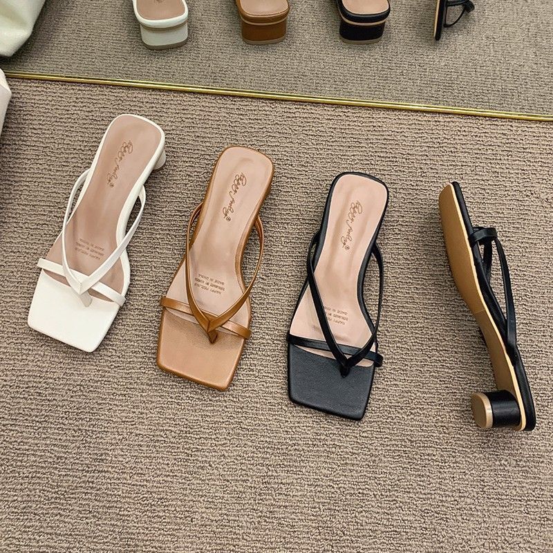 Slippers For Women Wearing Fashion On The Outside New Summer Half Slipper Roman Sandals Fairy Style Medium Thick Heel Ddmythur