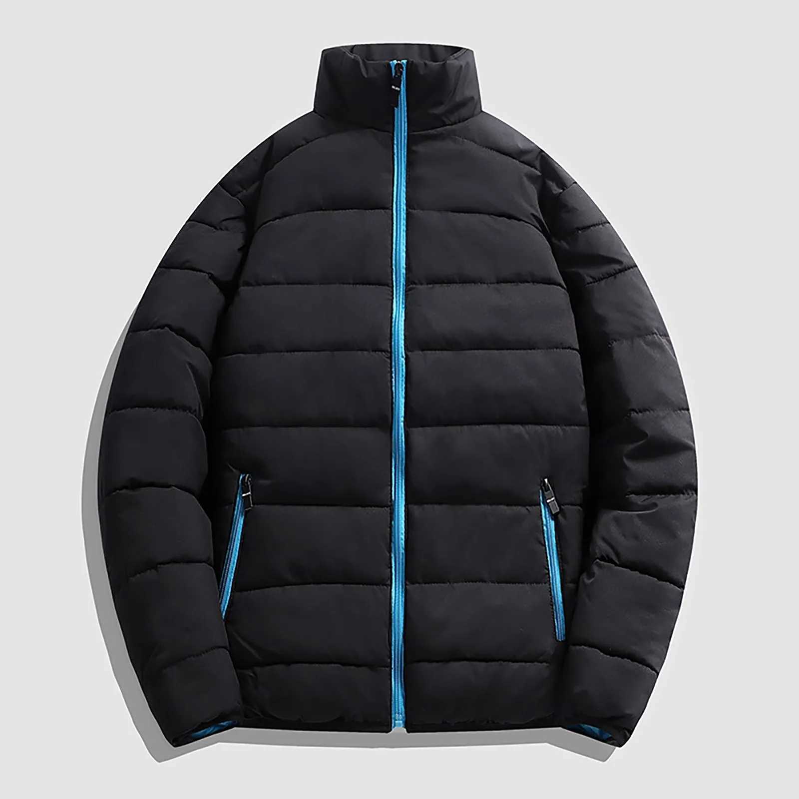 Mens Stand Color Block Cotton Coat Plus Size Winter Mens Clothing Winter Fashion New MenS Cotton Jacket LX241018