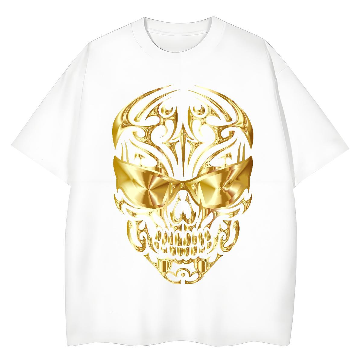 Stylist T-Shirts 230g 100% Cotton Short Sleeve O-Neck Outdoor skull Tshirt for Man Woman Loose fit Custom Print Plus Size Polos