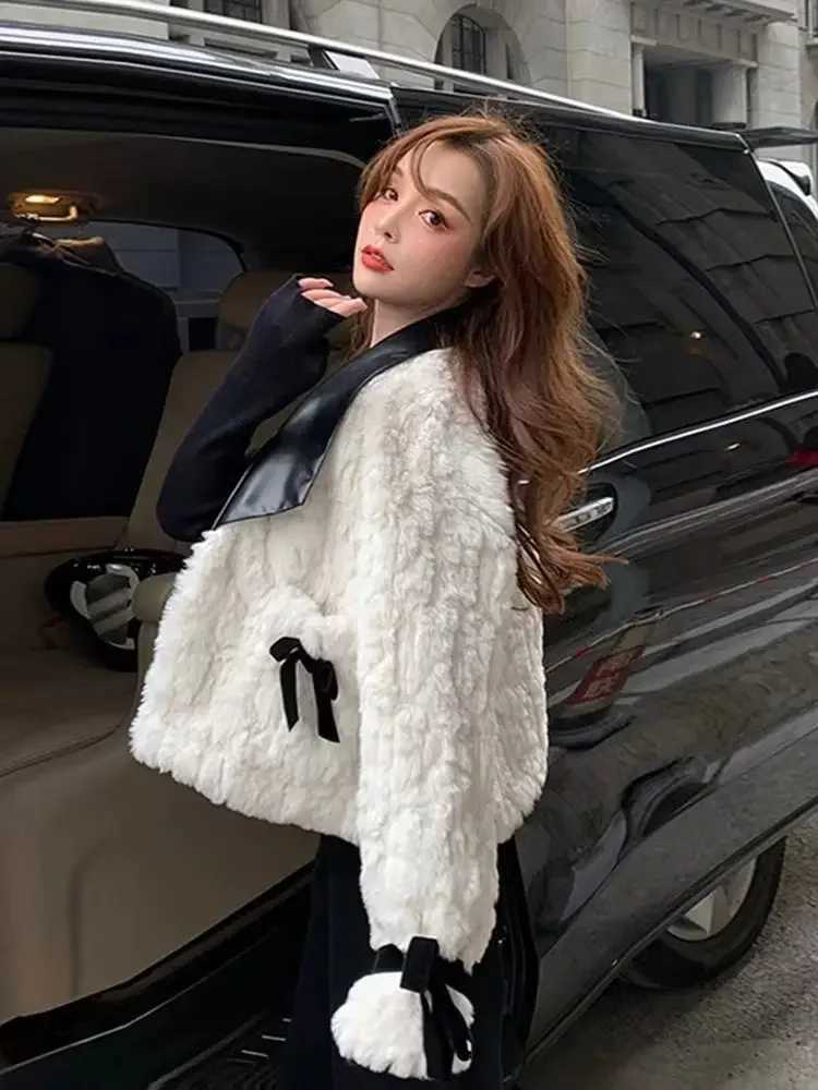 2024 Autumn and Winter Fashion New Womens Socialite Style Faux Fur Coat with Warm Collar and Short Fake Rabbit Fur JacketX241018