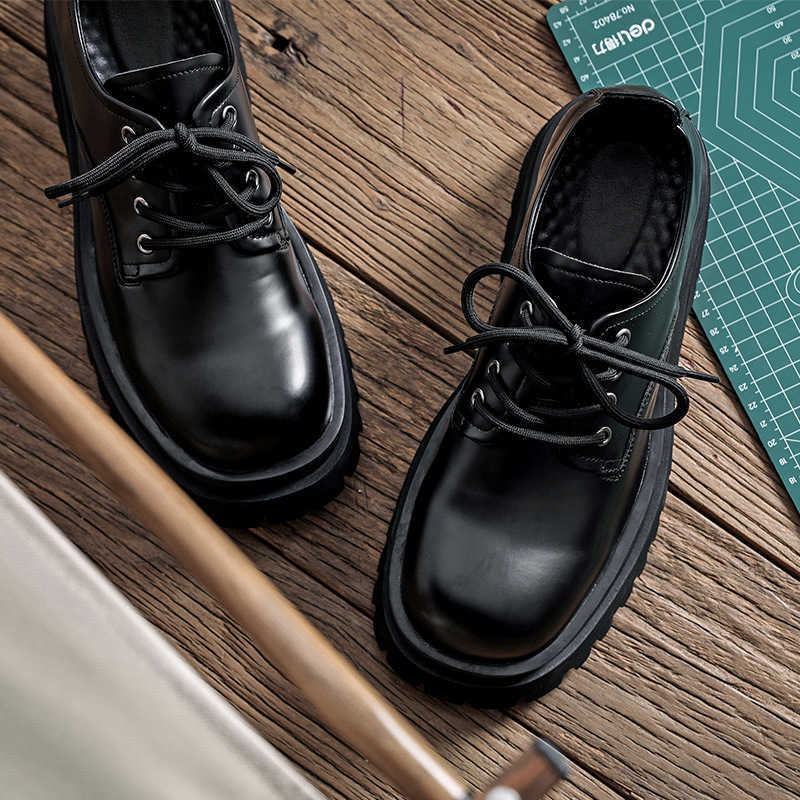 Martin Boot Mens Summer Low Top Ankle Boots Thick Soled Black Workwear Shoes British Casual Small Leather Shoes Fashion Boots 240927