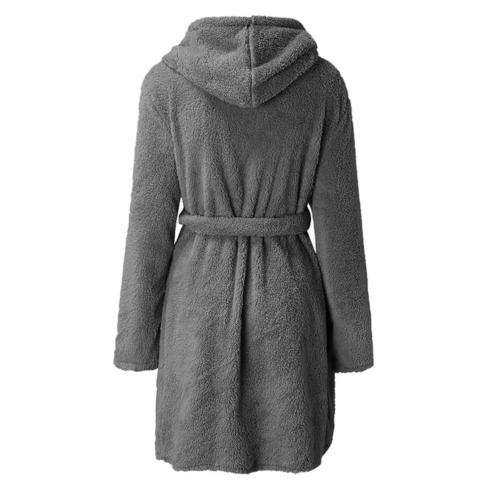 Men Bath Robe Autumn Winter Fluffy Plush Pyjamas Mens Warm Sleepwear Solid Color Gown Warm Bathrobe Male Home ClothingXJ241018