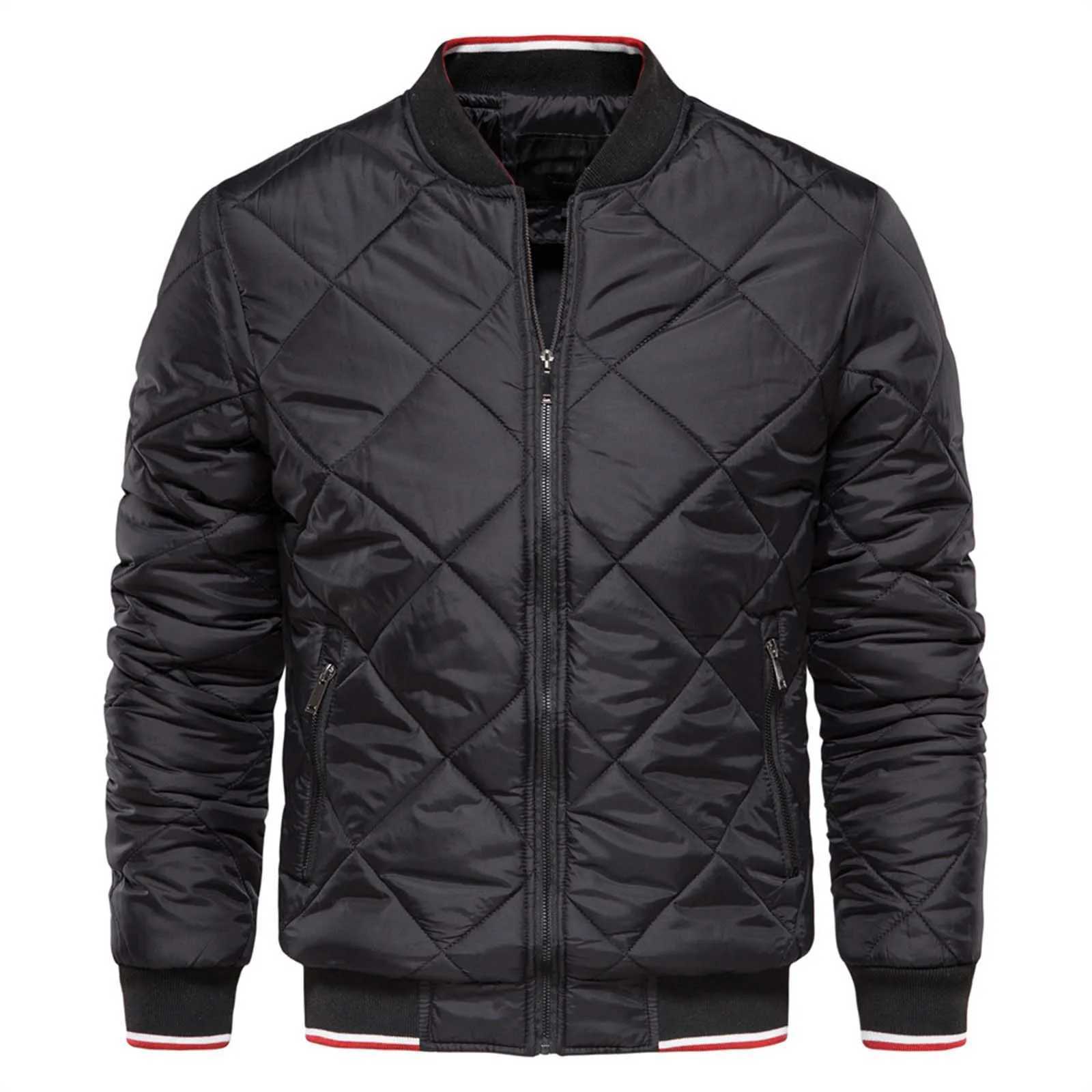 Zipper Cotton Padded Jacket Autumn And Winter MenS Stand Solid Color Casual Warm Men Windbreak Thick Warm Fleece Jacket LX241018