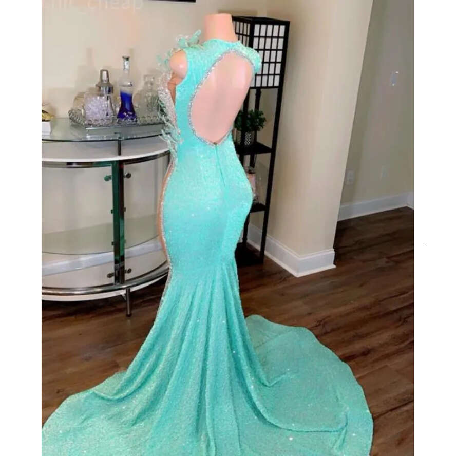 Aso Ebi Mermaid 2024 Prom Dress Beaded Crystals Sequined Evening Formal Party Second Reception Birthday Engagement Gowns Dresses Robe De Soiree Es 041