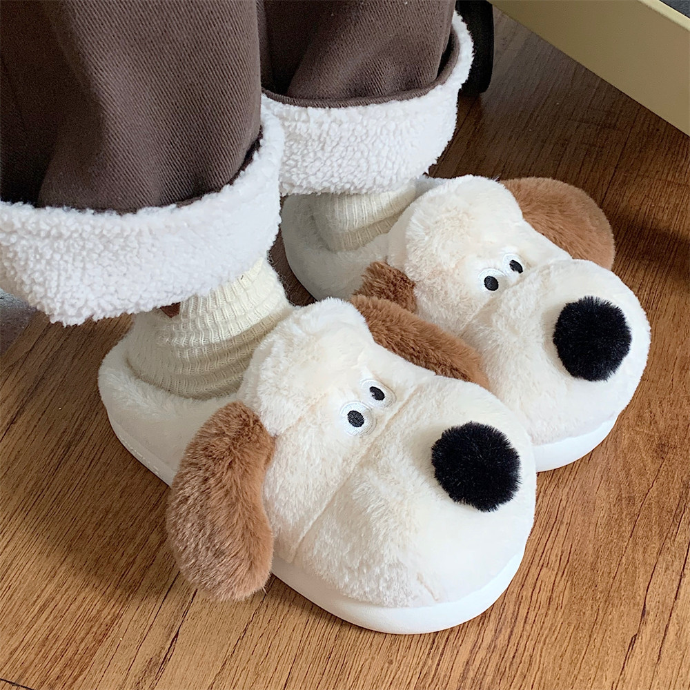 2024 New Dog Plush Baotou Cotton Slippers for Womens Home Warmth Bedroom Soft Bottom Free Shipping cf54