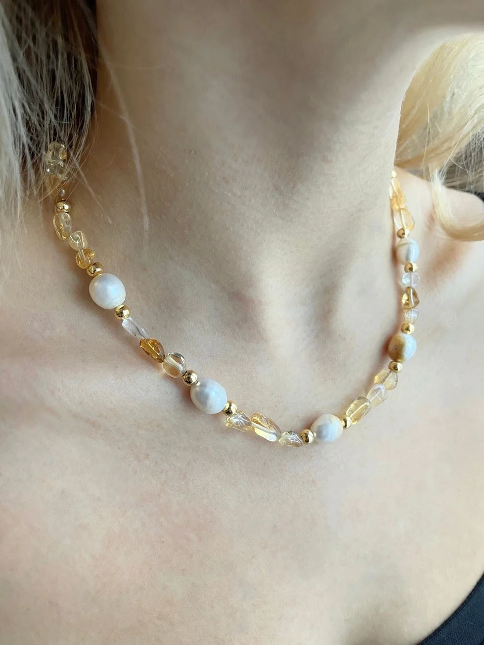 high-end n irregular natural stone mosaic natural pearl necklace simple temperature 241018
