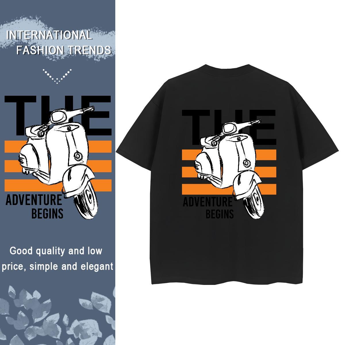 2024 DIY T-Shirts 230g 100% Cotton Round Neck Short Sleeve Sports Casual Motorcycle Couples T Shirts Female Custom Print Oversized Tee Shirt