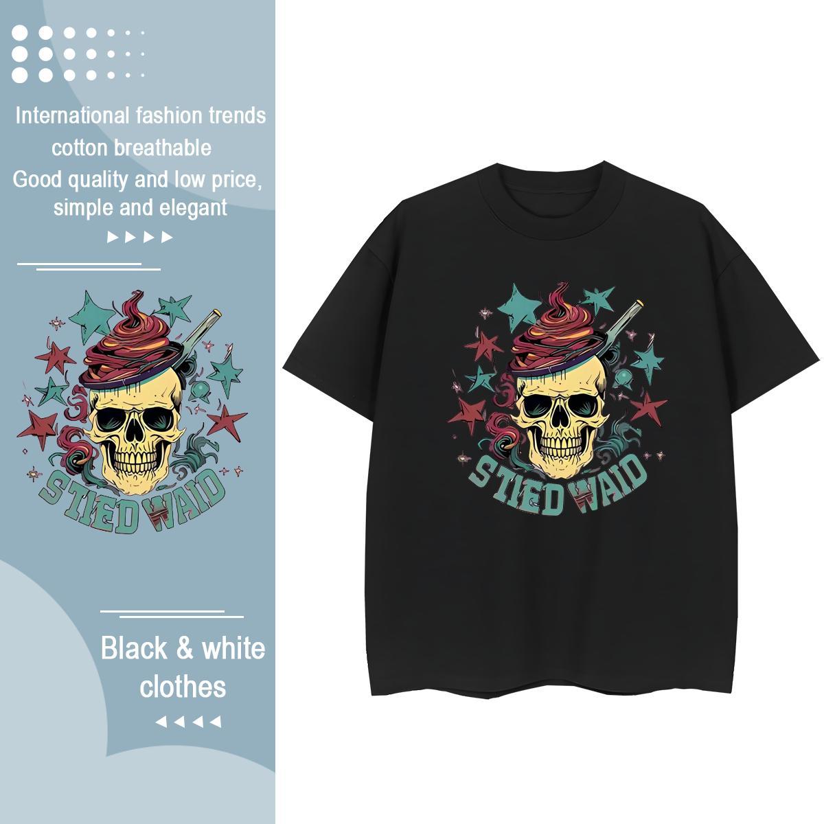 Popular T Shirt For Man 100% Cotton 230g skull Sport Custom Printing Breathable Crew Neck Tshirts Brand Tee Shirt