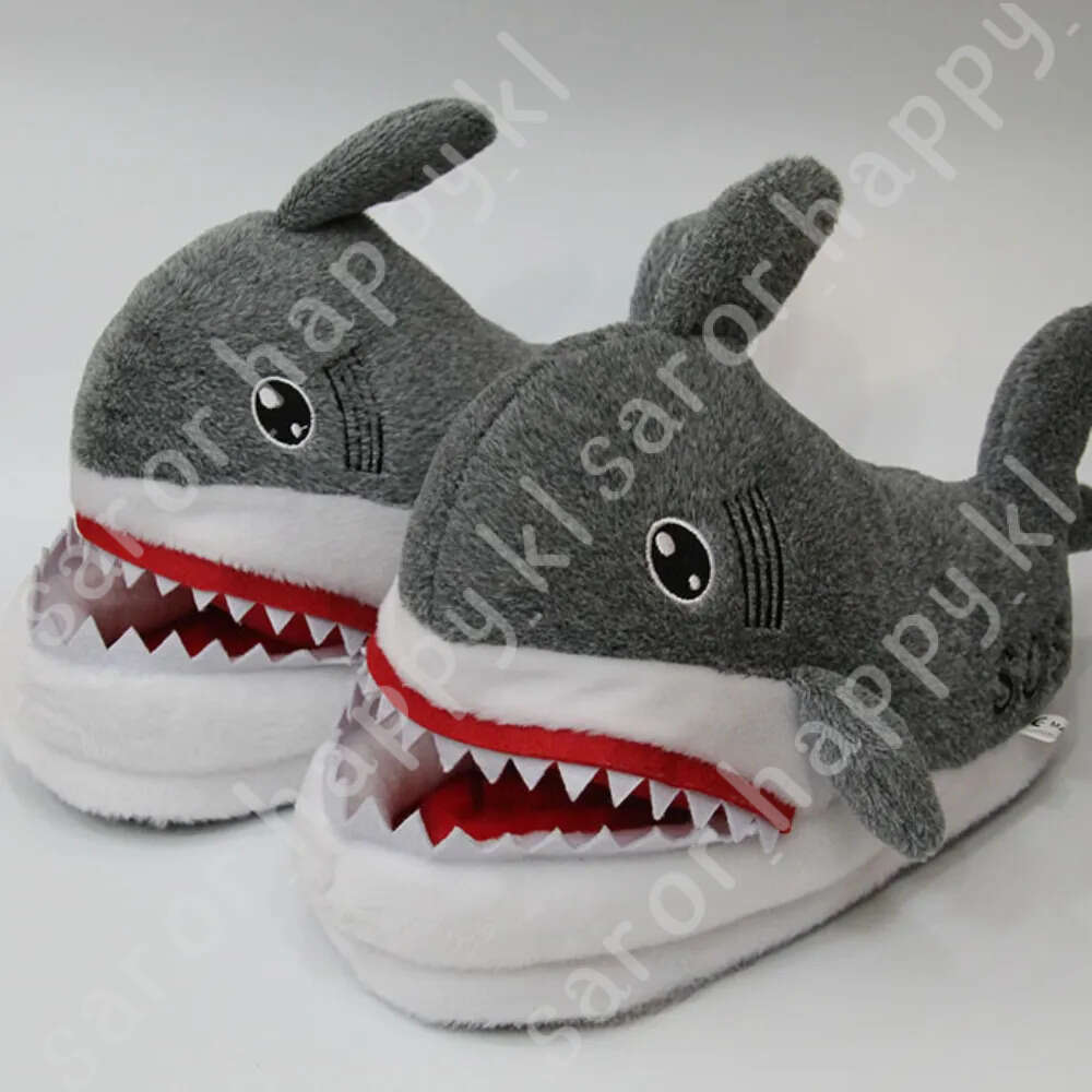 Winter Shark Couple Gift Woman Comfortable Funny Shark Slippers Heel Warm Indoor Home Use Man Bedroom Home Slippers 915