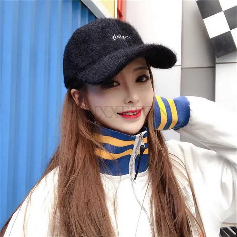 Autumn Winter Womens Cute Cap Winter Thermal Knitting Blended Baseball Hat Fall Hats for Women Baseball Casual LUXXETONX241018