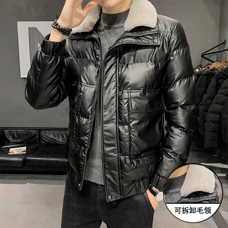 Cotton-Padded Jacket Men Winter NewThick Short Parkas Casual Streetwear Solid Coat Warm Fashion Turndown Outwear Male Jaquetas LX241018