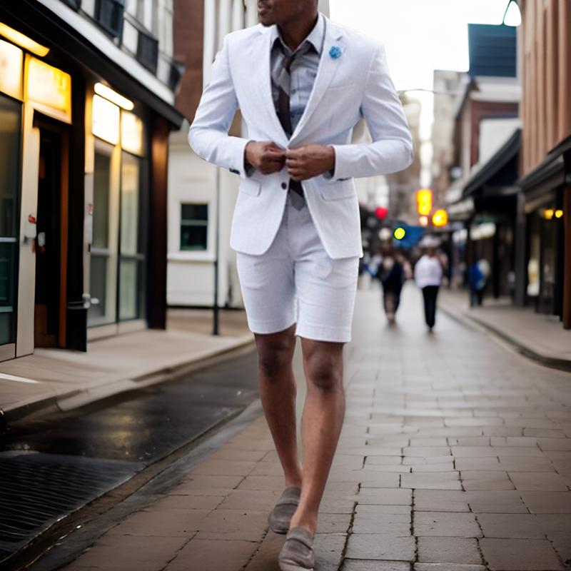 Linen Wedding Suits for Men with Short Pants Casual Slim Fit Beach Summer Groom Tuxedo 2 Piece Best Man Blazer 2024