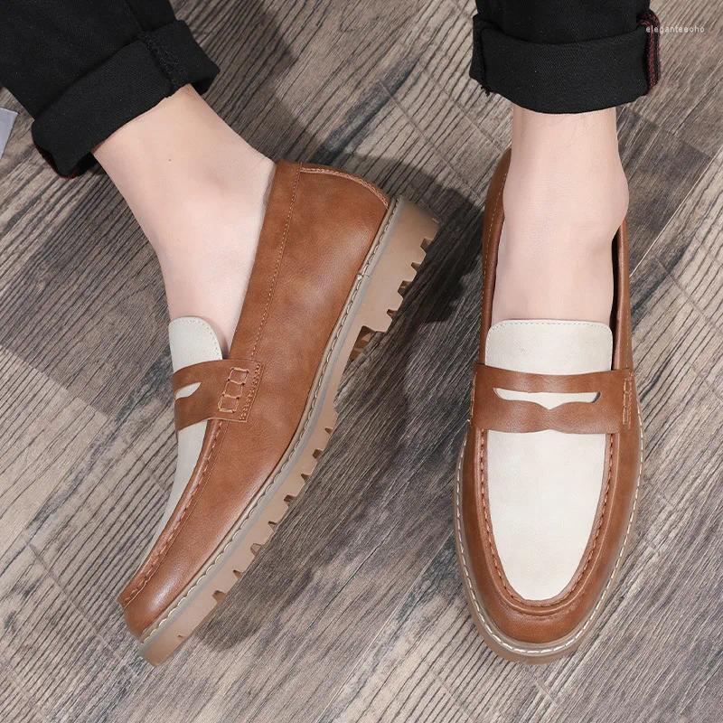 Dress hot Shoes Designer Men Pointed Two-tone Patchwork Slip On Gentleman Wedding Homecoming Flats Casual Loafer atos Hombre