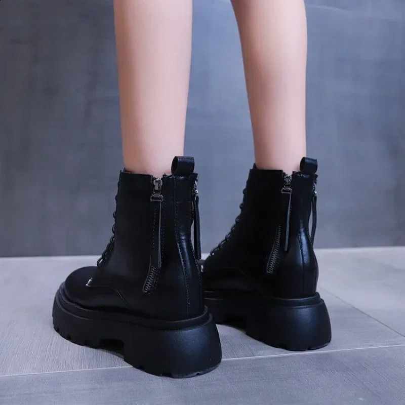 Martin Boots Womens 2024 Style British Style Spring Autumn Single Boots Heightened Summer Thin Slimming Platform Short 241010