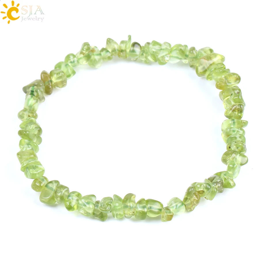CSJA Irregular Natural Stone Bracelet Olive Small Stone Beads Green Crystal Fashion Bracelet DIY Womens Jewelry F155 241018