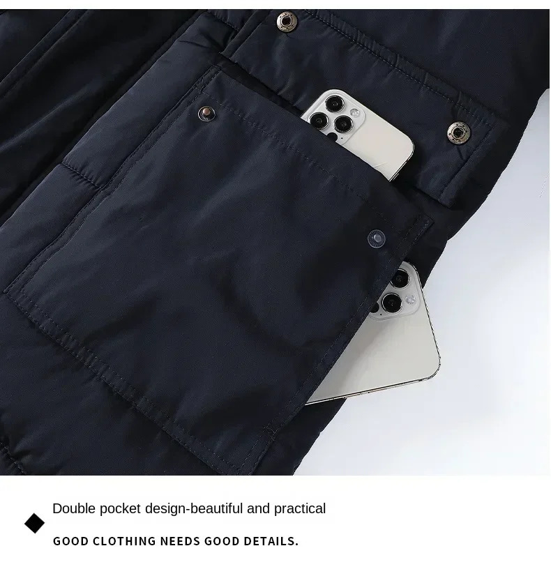 Men Winter Autumn Work Outwearing Parka Black Fleece Lined Thick Warm Hooded Fur Collar Coat Male Size 5XL Plush Jacket 241018