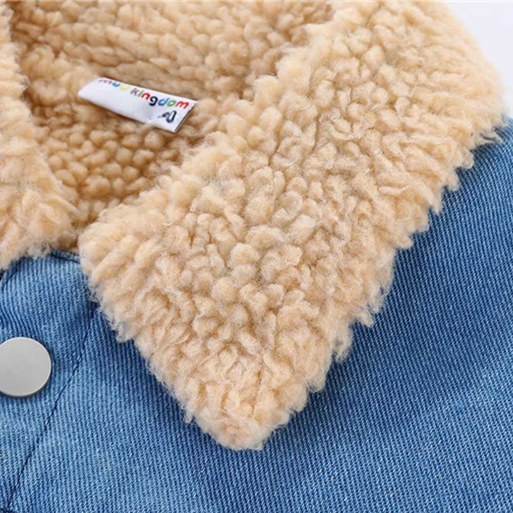 Mudkingdom heavyweight boys and girls denim jacket Sherpa lining boys winter jacket thick Chidren wool jacket girls clothing M241018