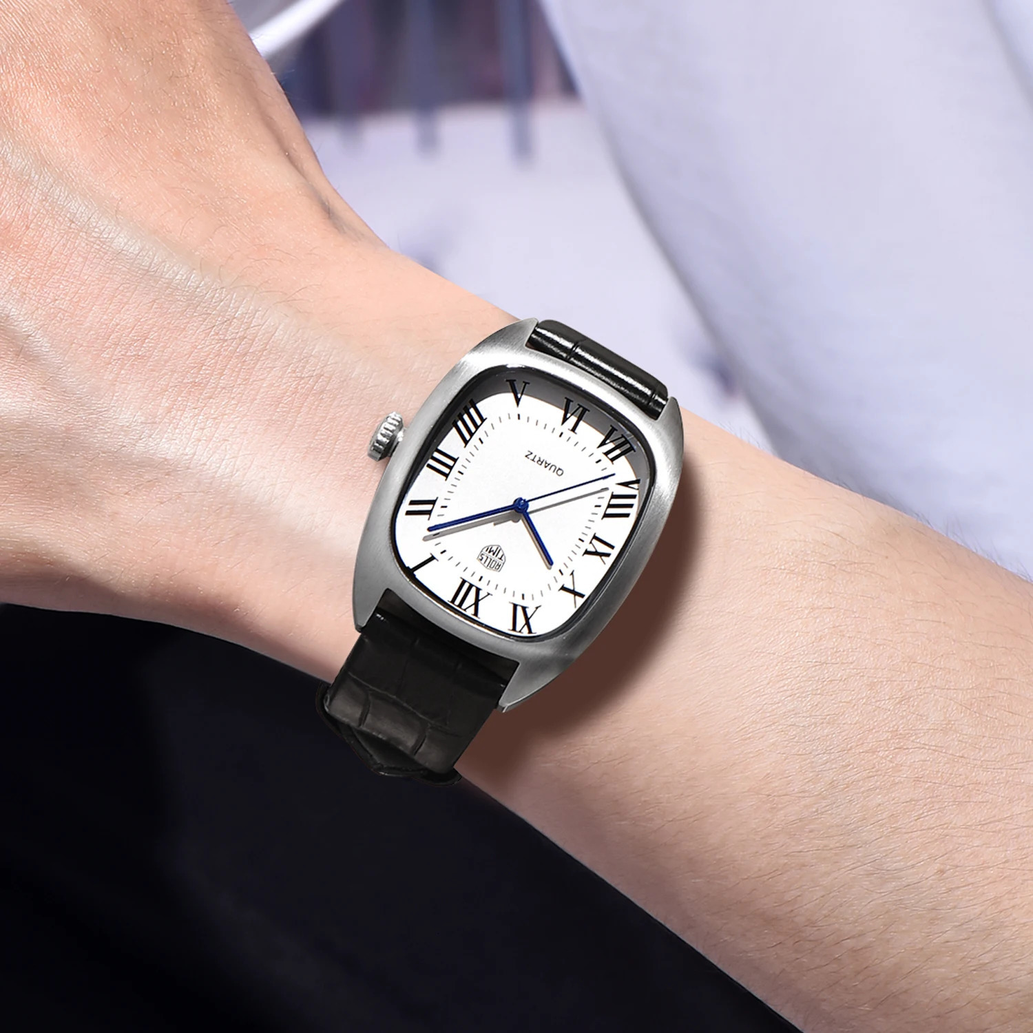 RollsTimi Oval Mens Watch Top y Quartz Fashion Waterproof VH31 Gift Leather 241009