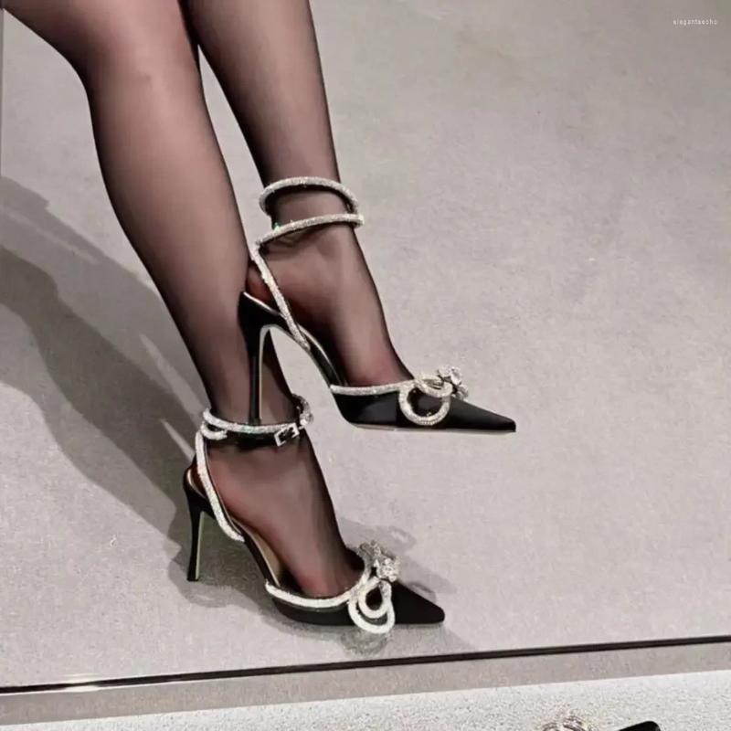 2025 S Fashion Designer Sandals Early Spring Baotou Water Dia Girl High Heels Women S Sexy Bow Strap Satin Fairy Style