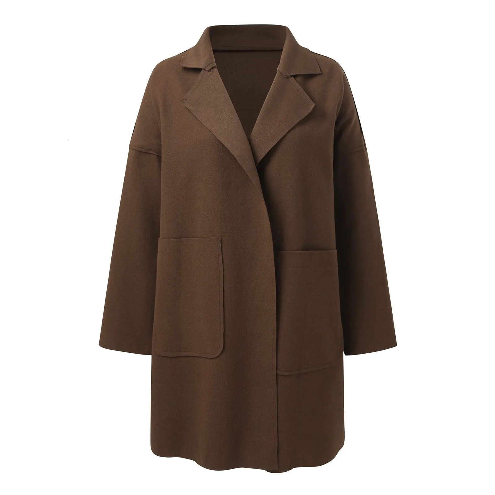 Womens Long Sleeve V Neck Faux Wool Blends Thin Jacket Coat Loose Warm Solid Overcoat Women Hiking Winter Jackets 241018