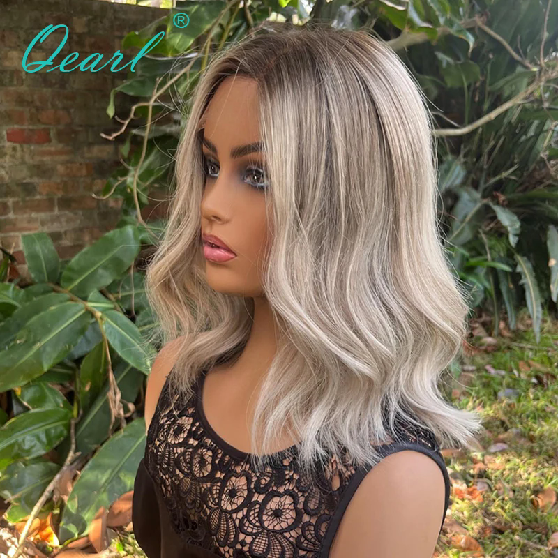 100% Real HD Human Hair Wigs Pre Plucked New in Lace Frontal Wig on Sale Ash Blonde Highlights Front Lace Wig Loose Wavy