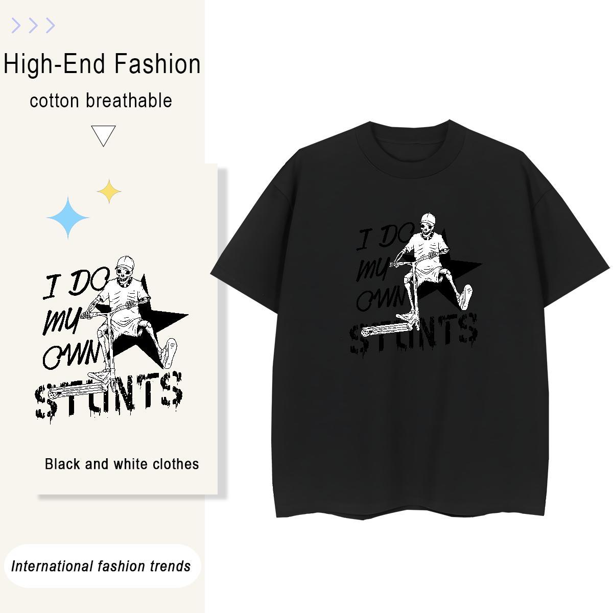Fashion New Women T Shirts 230g 100% Cotton Round Neck Short Sleeve Sports Casual skull Womens Tshirts Lady Floral Print Wear