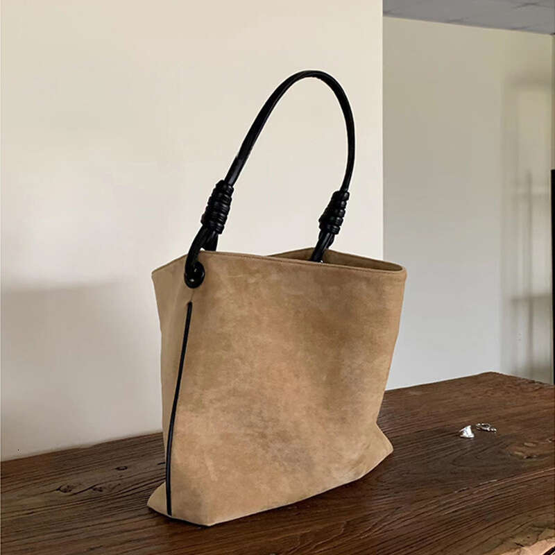 Handbag Small Retro Suede for Women Casual Versatile Handle Shoulder Bags Female Commuter Brown Purse Travel Underarm Bag