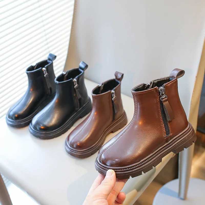 Boots 2023 New Girls Casual Boots Side Zipper Children Chelsea Boots for Boys Britain Style Breatheable Non-slip Kids Boots Versatile H241018