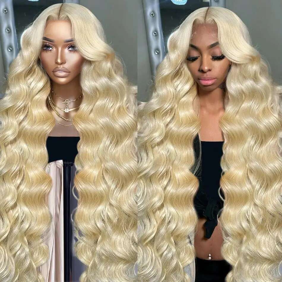 200 Desnity HD Transparent 13x4 13x6 613 Blonde Colored Body Wave Full Frontal Lace Human Hair Wigs Lace Front Wigs 34 36 Inch