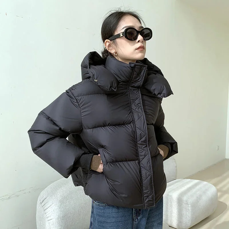 Down jacket womens highend winter fashion hooded thickened pufffeel bread 241018