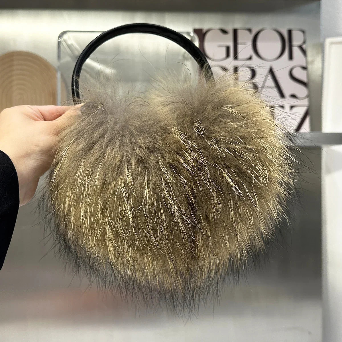 Real Fox Fur Earmuffs Natural Warm Fox Fur Earmuff Cute Oversized Fluffy Genuine Fox Fur Earmuffs Winter Ear Muffs 241018