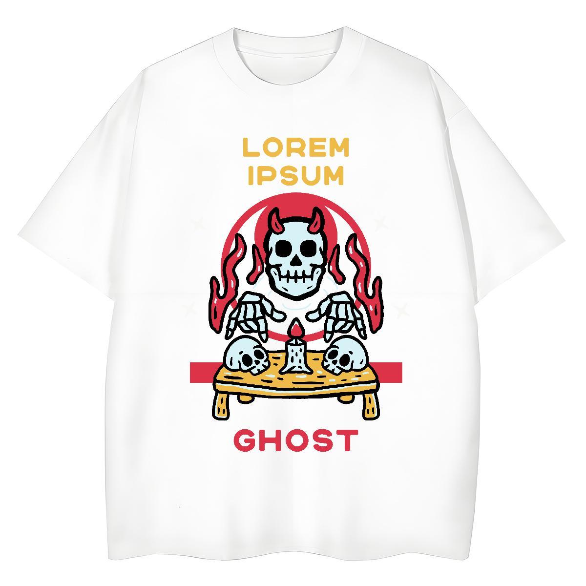 Brand Women T Shirts 230g 100% Cotton O Neck Short Sleeves Sports Street Wear skull Tshirt for Man Woman Free Shipping DIY Printed Clothings