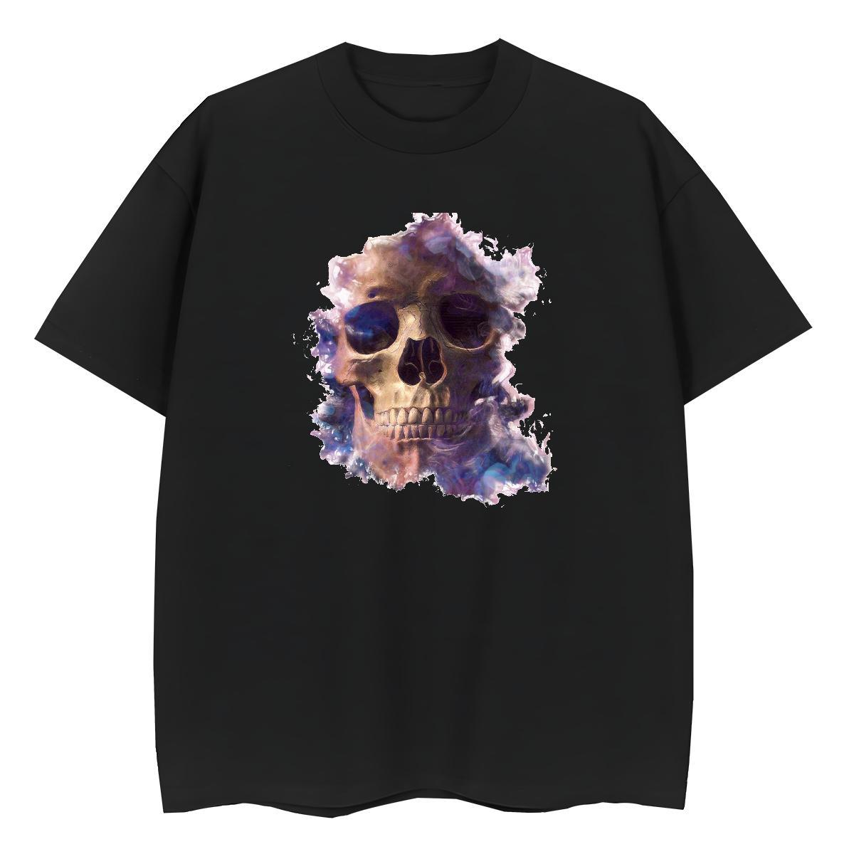 Brand T-Shirts 230g Cotton Short sleeve Soft High Street Hip Hop skull Women Tees Unisex Anime Print Polos