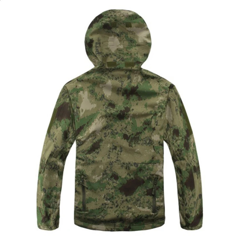 Lurker soft shell camouflage jacket mens waterproof hunting clothing warm camouflage tactical jacket outdoor combat hooded jacket 241007
