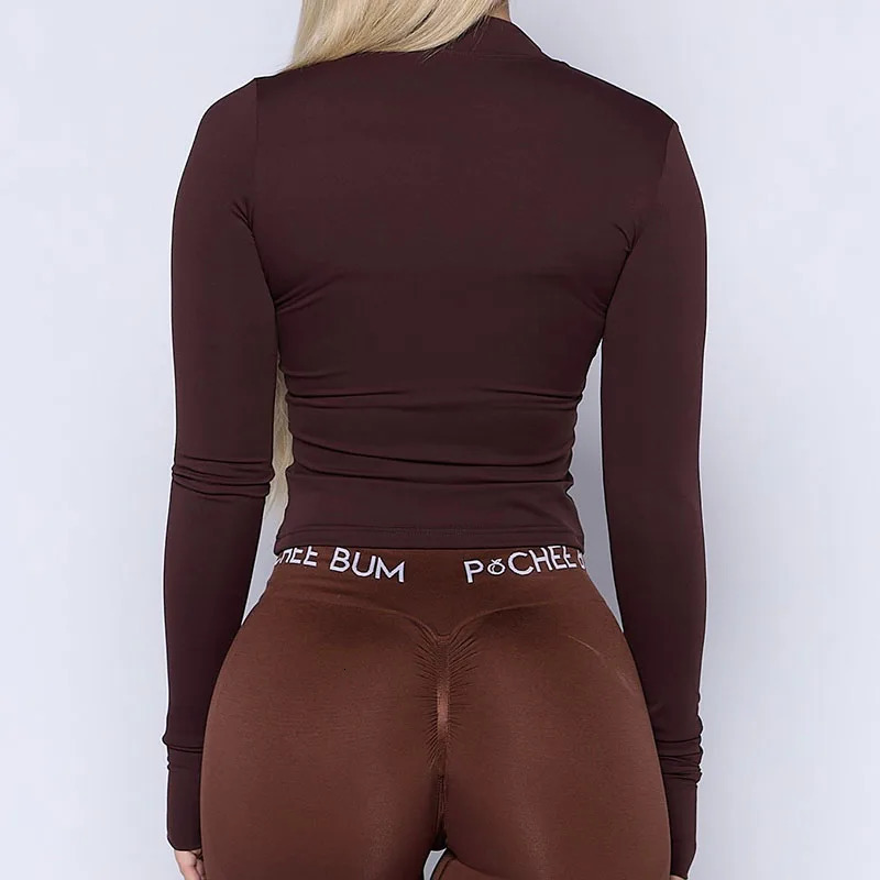 PCHEE BUM Breathable Sport Snatching Jacket Shirts Women QuickDrying Fitness Training ZipUp Top Stretch Sporty TShirts 241018
