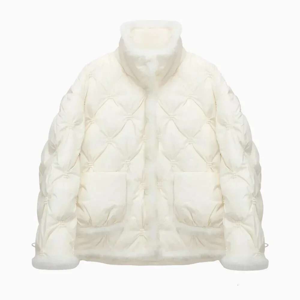 2024 New Fashion Casual Winter Puffer Jacket White Duck Women Warm Feamle Stand Collar Embroidery Down Mink Fur Coat