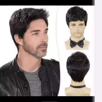 Golden Beauty New Short Hair Wig Men's Headset