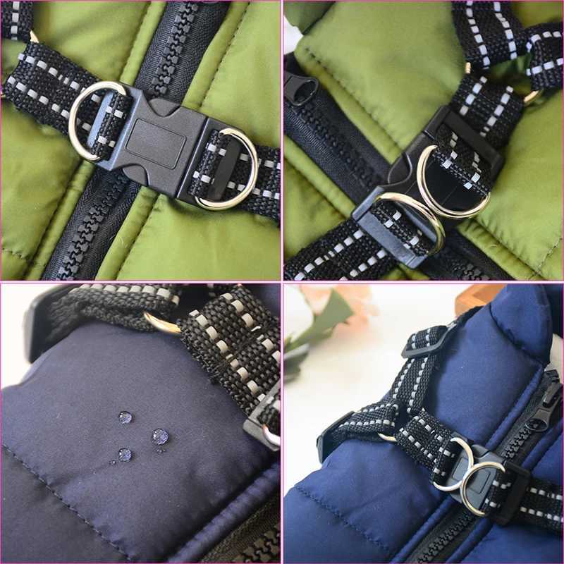 Pet Dog Jacket With Harness Winter Warm Dog Clothes For Labrador Waterproof Small Dog Coat Chihuahua French Bulldog OutfitsXJ241018