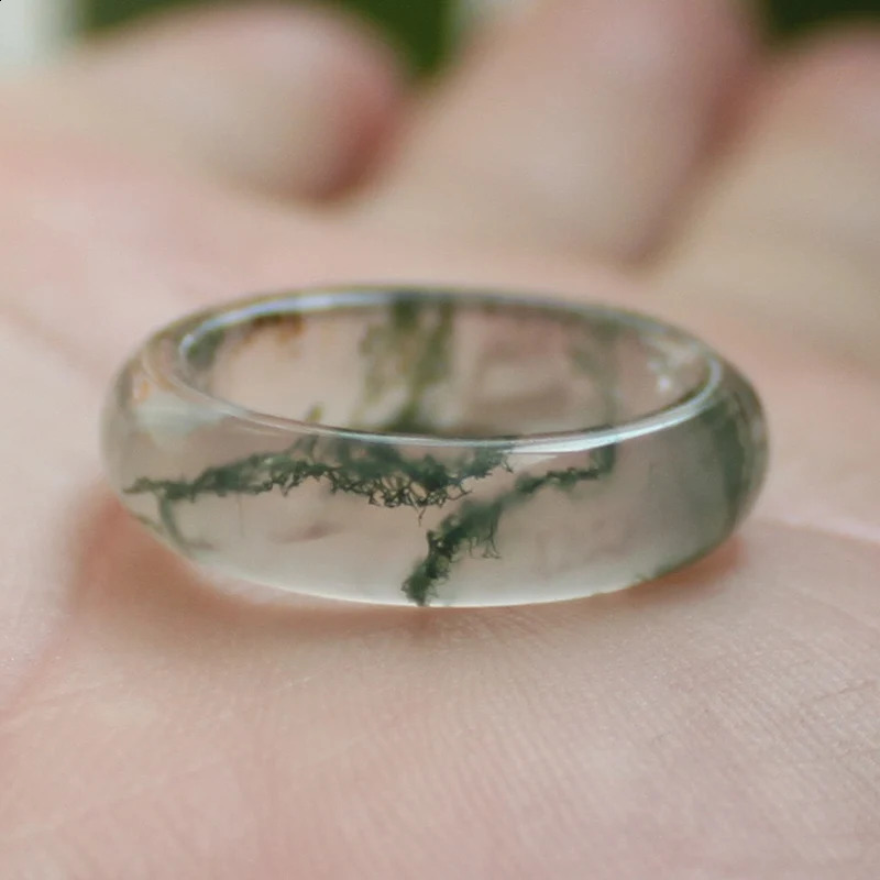 Moss Agates Ring Natural Gem stone Jewelry For Women Man Gift Wholesale 241010